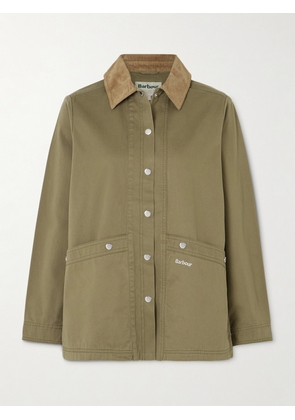 Barbour - Sonnie Corduroy-trimmed Cotton-canvas Jacket - Green - UK 8,UK 10,UK 12,UK 14,UK 16,UK 18