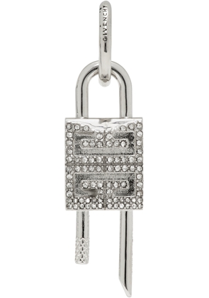 Givenchy Silver Lock Small Crystals Hoop Single Earring
