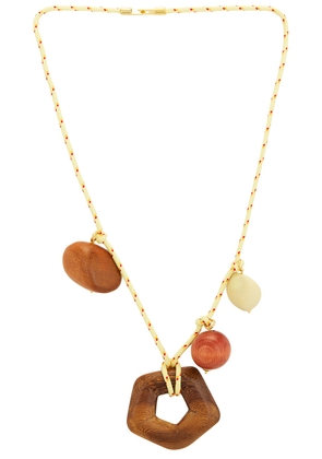 Timeless Pearly Wooden Charms Necklace in Yellow - Yellow. Size all.