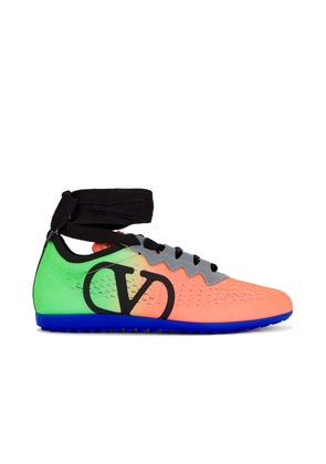 Valentino Garavani Chromathon Sneaker in Coral  Fluo Green  Grigio  & Acid Blue - Coral,Green. Size 36.5 (also in 37, 38, 38.5, 39, 39.5, 40, 41).