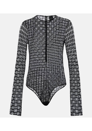 Givenchy Monogram 72 Glitter sheer mesh bodysuit