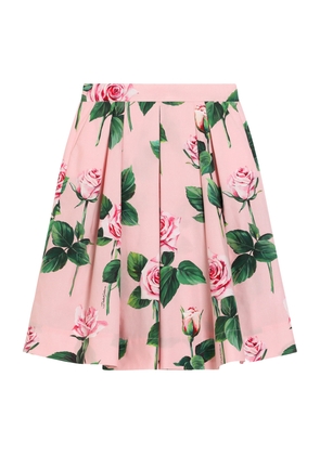 Dolce & Gabbana Kids Pleated Rose Print Skirt