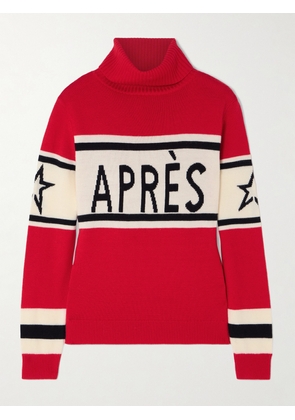 Perfect Moment - Schild Intarsia Merino Wool Turtleneck Sweater - Red - x small,small,medium,large,x large