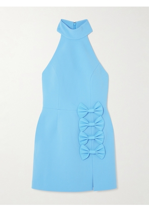 Rebecca Vallance - Skye Taffeta-trimmed Cloqué Halterneck Mini Dress - Blue - UK 4,UK 6,UK 8,UK 10,UK 12,UK 14