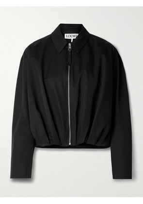 LOEWE - Gathered Cotton And Silk-blend Twill Jacket - Black - FR 36,FR 38,FR 40,FR 42,FR 44