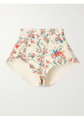 Agua by Agua Bendita - Gatti Mosqueta Floral-print Linen Shorts - White - x small,small,medium,large,x large