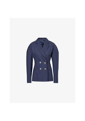 Womens Givenchy Cuffed Double-Breasted Wool Blazer