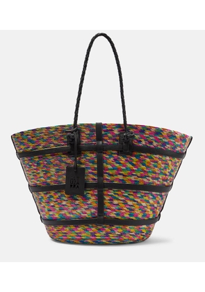 Altuzarra Leather-trimmed raffia tote bag