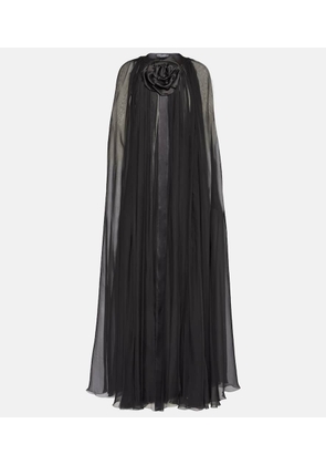Dolce&Gabbana Floral-applique silk chiffon cape