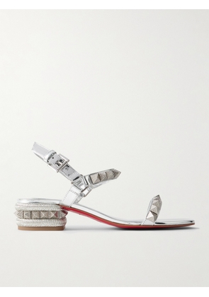 Christian Louboutin - Pyrasand 30 Studded Mirrored-leather Sandals - Silver - IT36,IT36.5,IT37,IT37.5,IT38,IT38.5,IT39,IT39.5,IT40,IT40.5,IT41,IT41.5,IT42