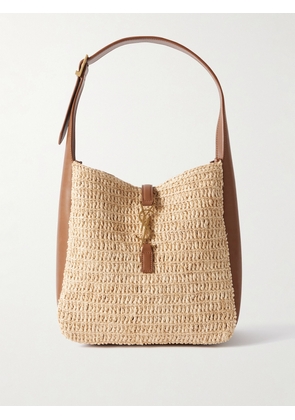 SAINT LAURENT - Le 5 À 7 Supple Small Leather-trimmed Raffia Shoulder Bag - Neutrals - One size