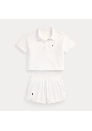 Terry Polo Shirt and Short Cover-Up Set