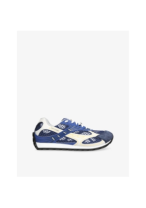 Mens Bottega Veneta Orbit Contrast-Panel Woven Low-Top Trainers