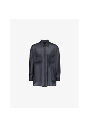 Mens Emporio Armani Patch-Pocket Long-Sleeve Mulberry Silk Shirt