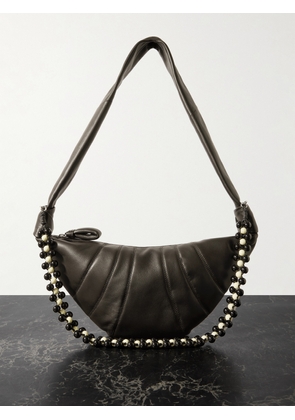 LEMAIRE - Croissant Medium Bead-embellished Textured-leather Shoulder Bag - Brown - One size