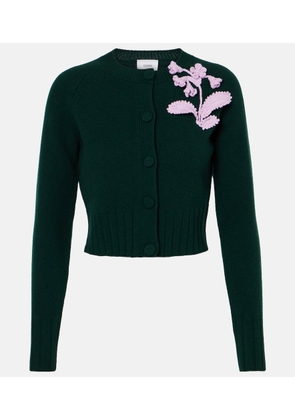 Erdem Floral-appliquÃ© cropped wool cardigan