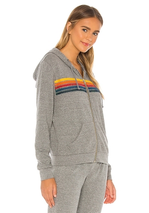 Aviator Nation 5 Stripe Zip Hoodie in Grey. Size L. Also in XL, XS.