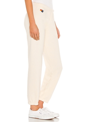 Aviator Nation 5 Stripe Sweatpant in Ivory. Size L. Also in M, S, XL, XS.