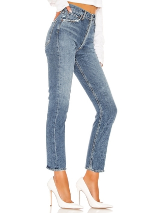 AGOLDE Riley High Rise Straight Crop Jeans in Denim-Medium. Size 25. Also in 26, 27, 28, 29, 30, 31, 32, 33, 34.