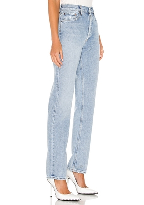 AGOLDE Lana Straight Jeans in Denim-Light. Size 27. Also in 23, 24, 25, 26, 28, 29, 30, 31, 32, 33, 34.