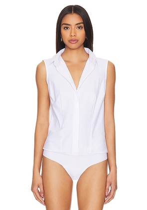 Commando Classic Sleeveless Button Down Bodysuit in White. Size M. Also in L, S, XL, XS.