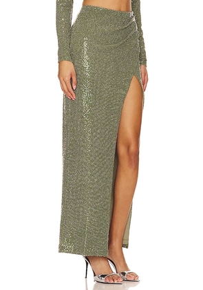 Camila Coelho Martin Maxi Skirt in Olive. Size L. Also in M, S, XL.