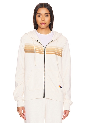 Aviator Nation 5 Stripe Zip Hoodie in Ivory. Size L. Also in M.