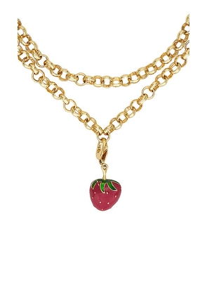 EMMA PILLS Juicy Af Necklace in Metallic Gold.