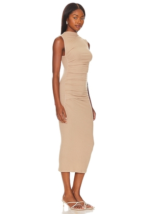 Enza Costa Silk Knit Sleeveless Twist Midi Dress in Nude. Size M. Also in L, XL.