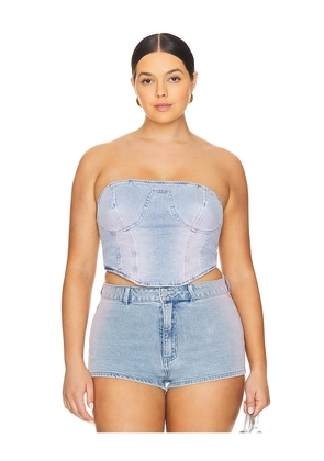 AFRM Reid Bustier in Denim-Light. Size L. Also in XL, XXL.