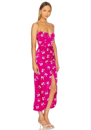 Bardot Amika Midi Dress in Fuchsia. Size 4. Also in 2, 6, 8.