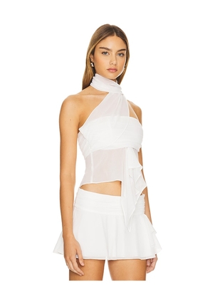 GUIZIO Chiffon Wrap Around Top in White. Size L. Also in XL, XXS.