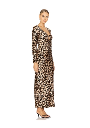 Bardot Verona Printed Satin Dress in Brown. Size 2. Also in 4.