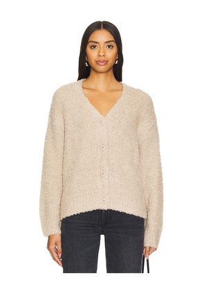 Enza Costa Wool Feather Boxy Cardigan in Beige. Size L. Also in XL.