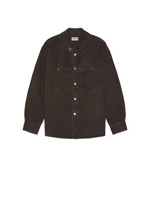 AGOLDE Axel Shirt in Chocolate. Size M. Also in S, XL/1X.