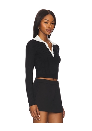 ALL THE WAYS Helena Polo Sweater in Black. Size L. Also in XS.