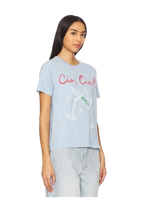 DAYDREAMER Cin Cin Ringer Tee in Baby Blue. Size L. Also in S.