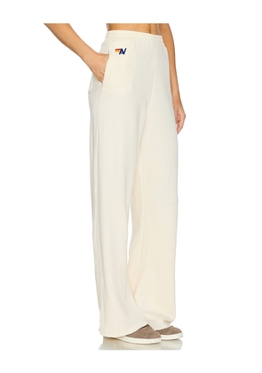 Aviator Nation Wide Leg Womens Pocket Sweatpants in Cream. Size L. Also in M, S, XL, XS.