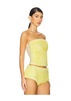 CULTNAKED Power Faux Fur Bandeau Top in Yellow. Size L. Also in M, S, XL, XXS.
