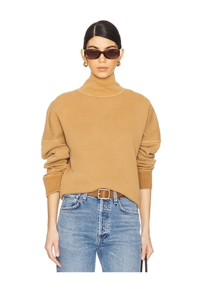Citizens of Humanity Cara Fleece Turtleneck Pullover in Tan. Size L. Also in S.