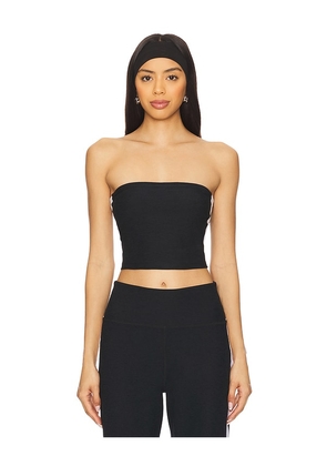 Beyond Yoga Spacedye Strapless Stripe Top in Black. Size L. Also in S, XL, XS.