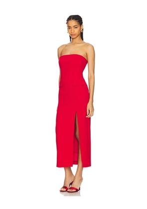 Bardot NIKKI STRAPLESS MIDI DRESS in Red. Size 10. Also in 12, 2, 4, 6, 8.