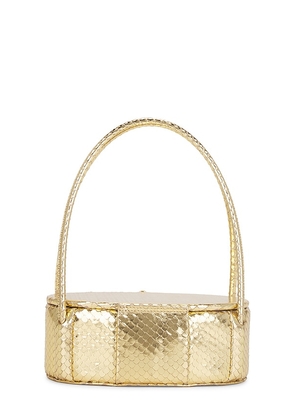 Alexis Constance Petite Oval Bag in Metallic Gold.