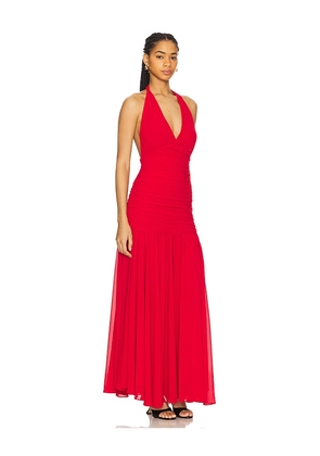 Bardot Mave Halter Neck Maxi Dress in Red. Size 10. Also in 12, 2, 4, 6, 8.
