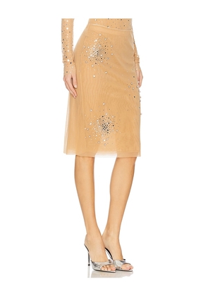 Des Phemmes Crystal Midi Skirt in Nude. Size 38/XS. Also in 40/S, 42/M, 44/L.