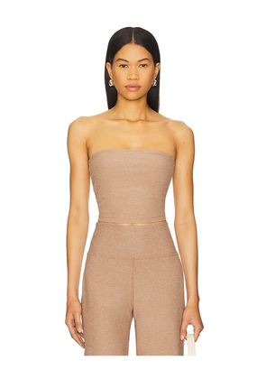 Beyond Yoga Spacedye Strapless Stripe Top in Brown. Size L. Also in XL, XS.