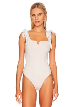 Free People Lola Bodysuit in White. Size L. Also in M, S, XL, XS.