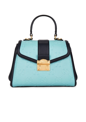 FWRD Renew Gucci Padlock Handbag in Teal.