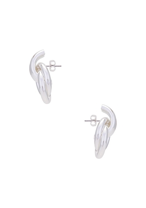 Heaven Mayhem Mini Knot Earrings in Metallic Silver.