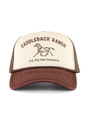 Gigi Pip Saddleback Ranch Trucker Hat in Brown.